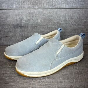 Lands End sz 8.5 pale blue suede slip on sneakers